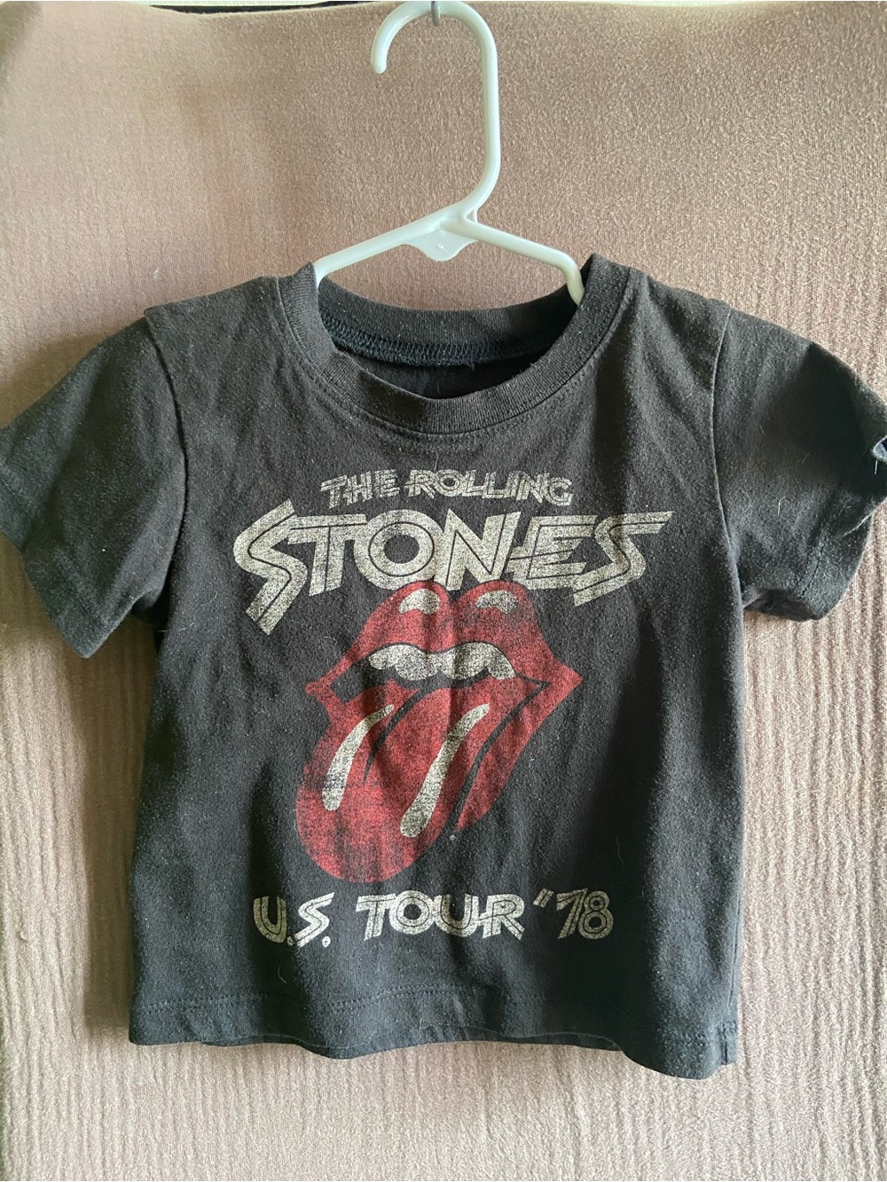 The Rolling Stones 18m Black Tee with Red Tongue Graphic